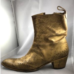 YSL Brushed gold Metallic Cowboy Boots